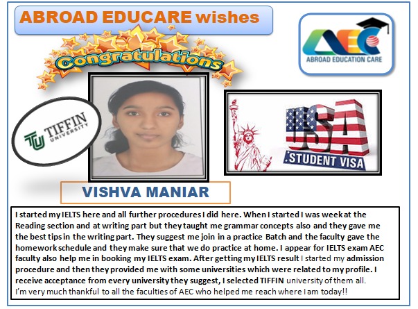 USA Student Visa Approval -Vishva Maniar.